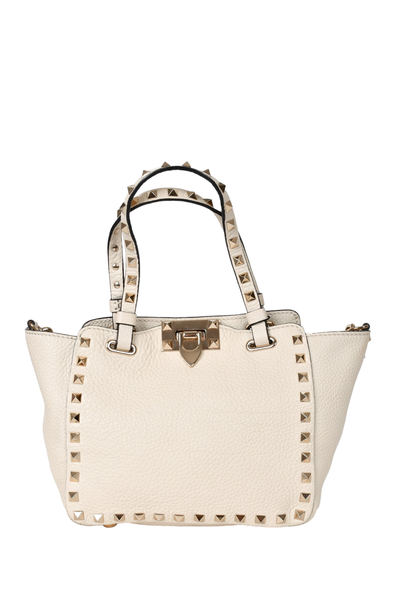 Valentino White Leather Mini Rockstud Tote with Strap