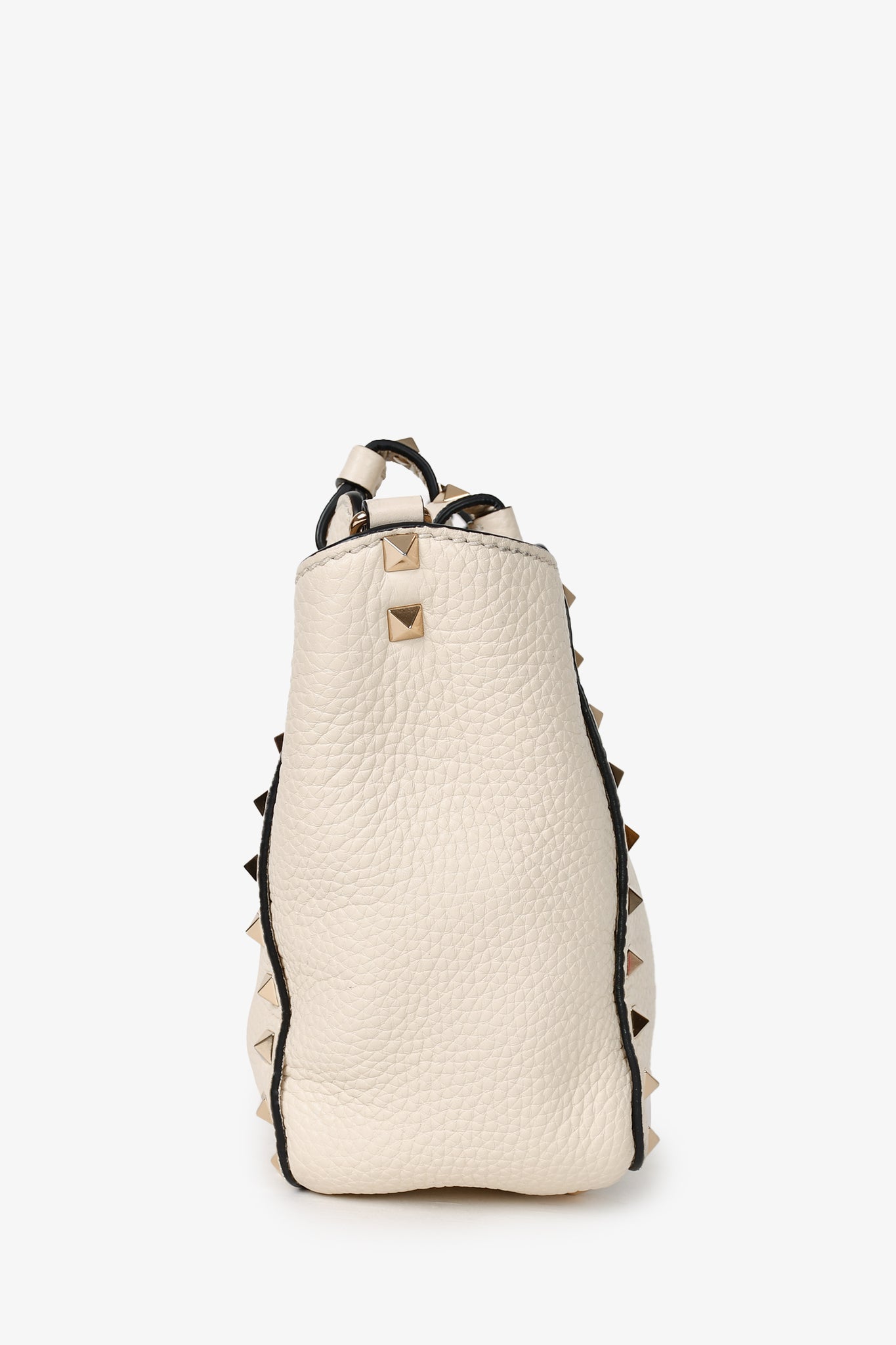 Valentino White Leather Mini Rockstud Tote with Strap