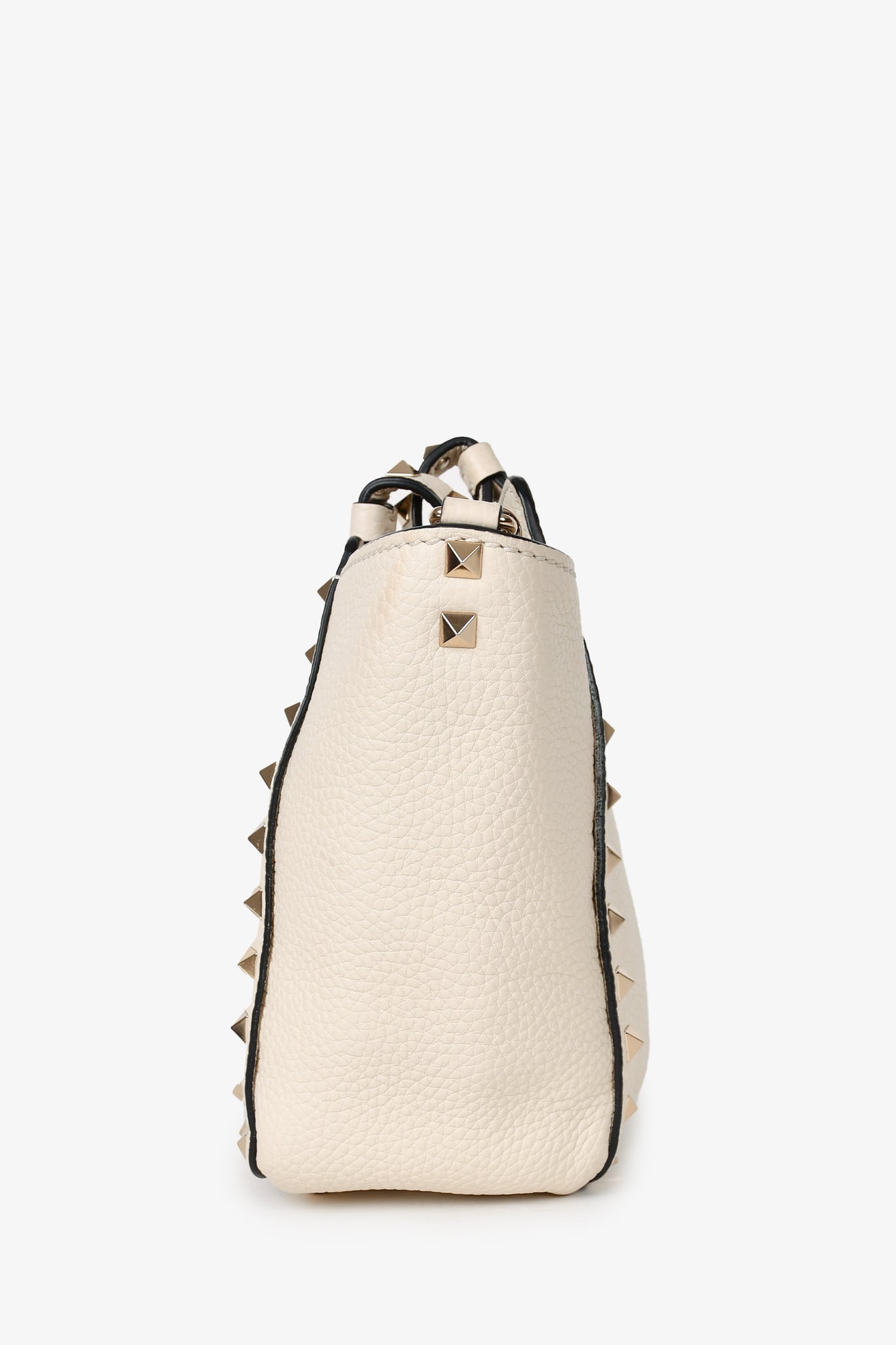 Valentino White Leather Mini Rockstud Tote with Strap