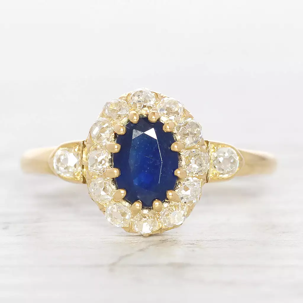 Victorian 0.85 Carat Sapphire and Old Cut Diamond Coronet Cluster