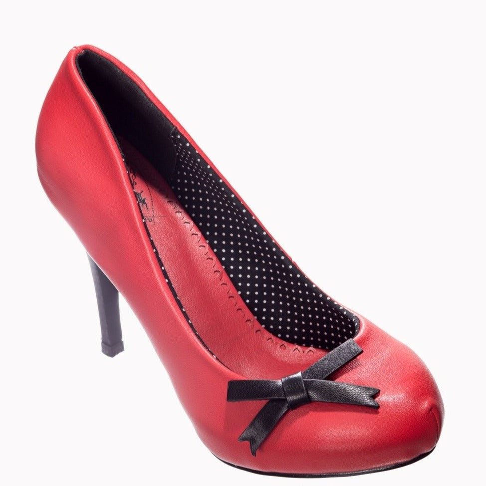 Vintage Red Black Bow Stiletto Heels