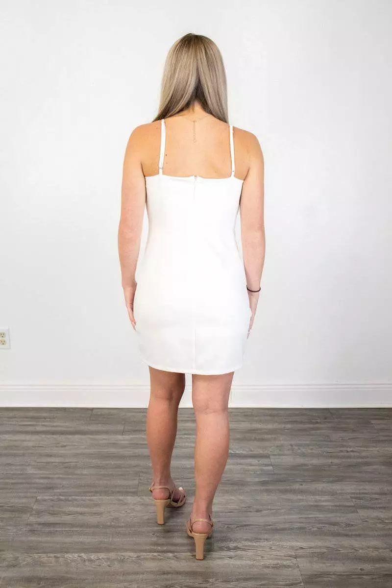 White Cami Mini Dress with Side Slit