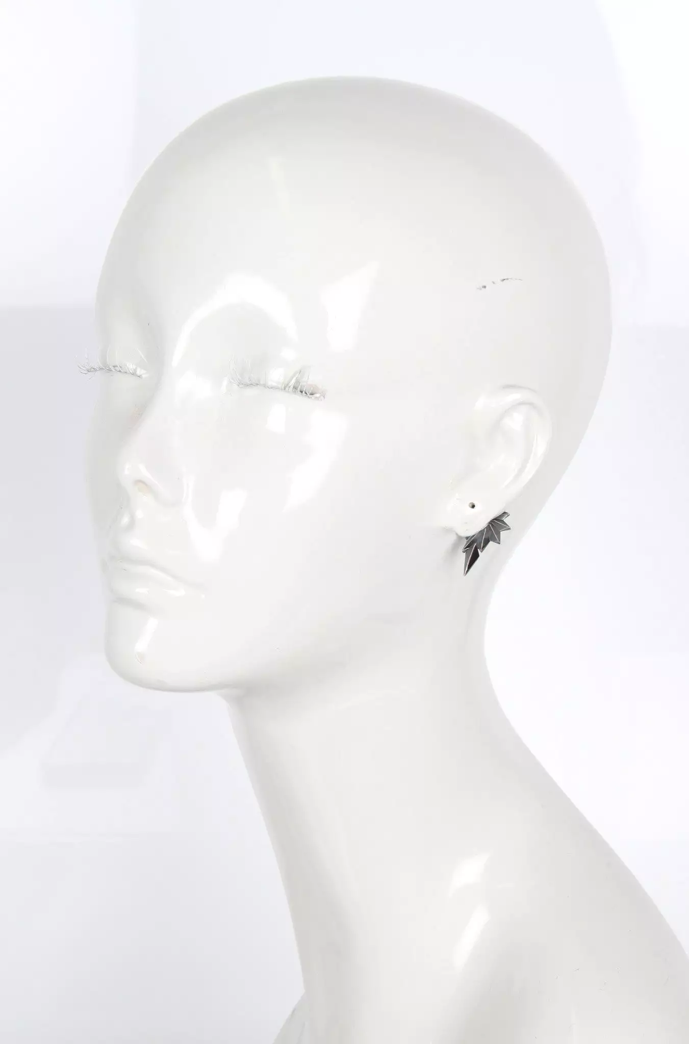 Wing Reverse Earring, Oxidized Silver