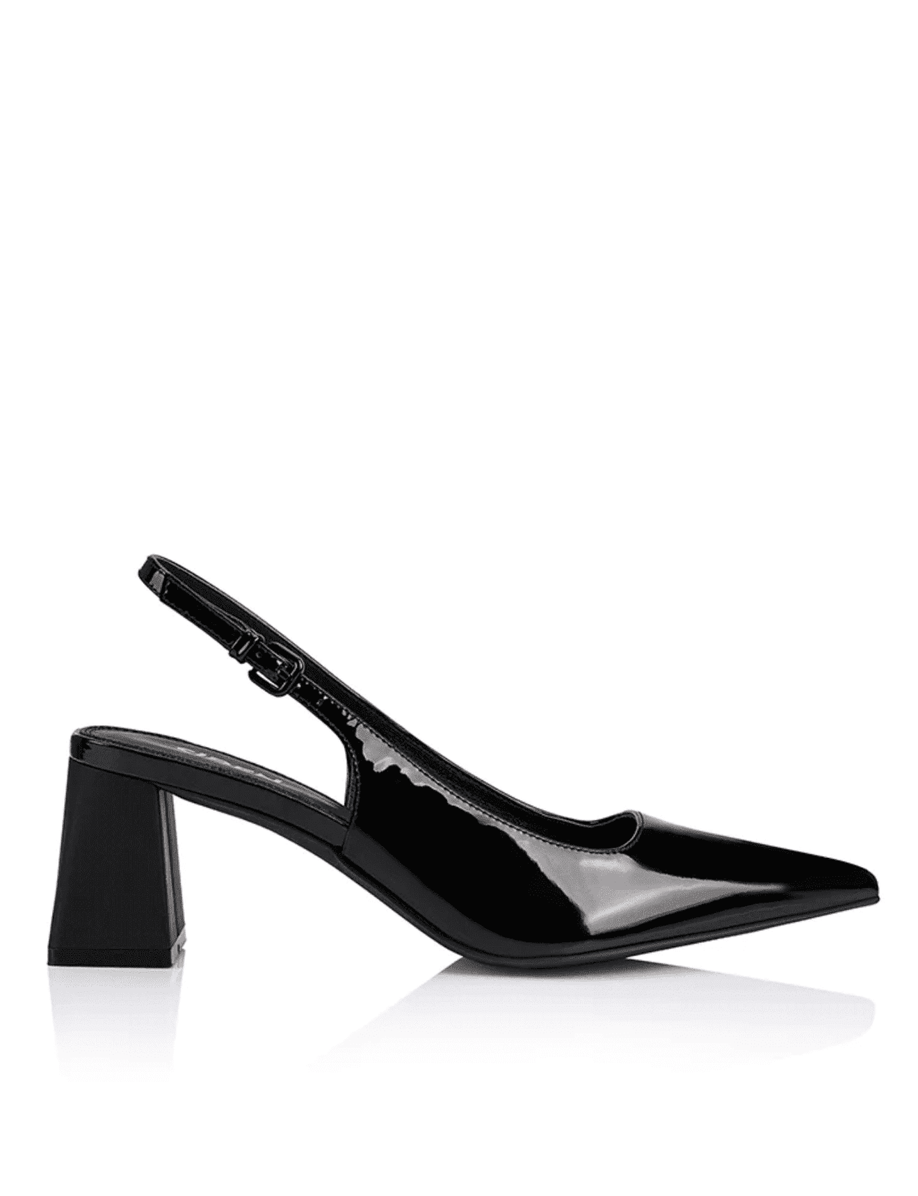 Yarra Pointed Toe Slingbacks - Black Patent