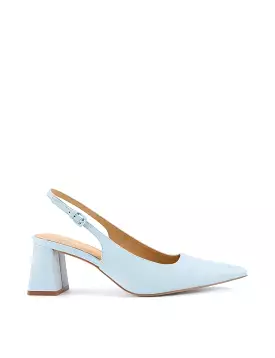 Yarra Pointed Toe Slingbacks - Pale Blue Leather