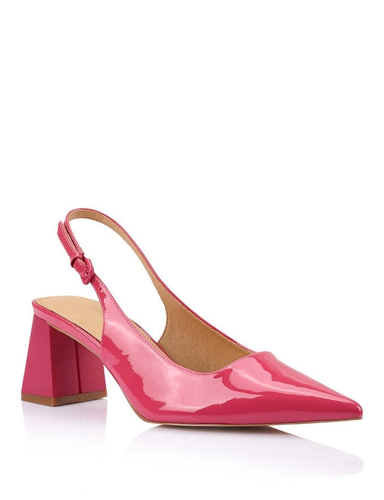 Yarra Pointed Toe Slingbacks - Raspberry Patent